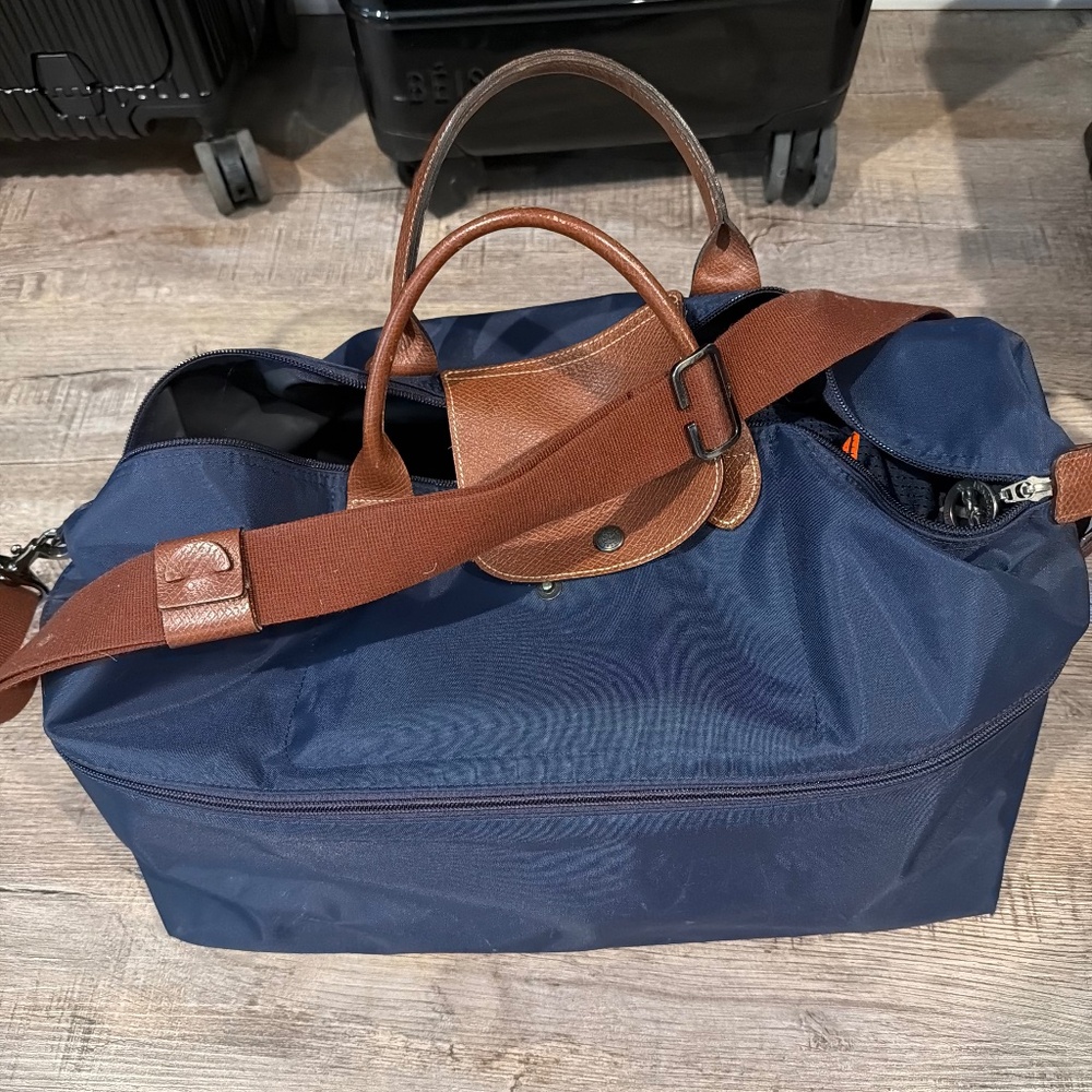 Longchamp Le Pliage Expandable Travel Duffel Weekender, Navy,